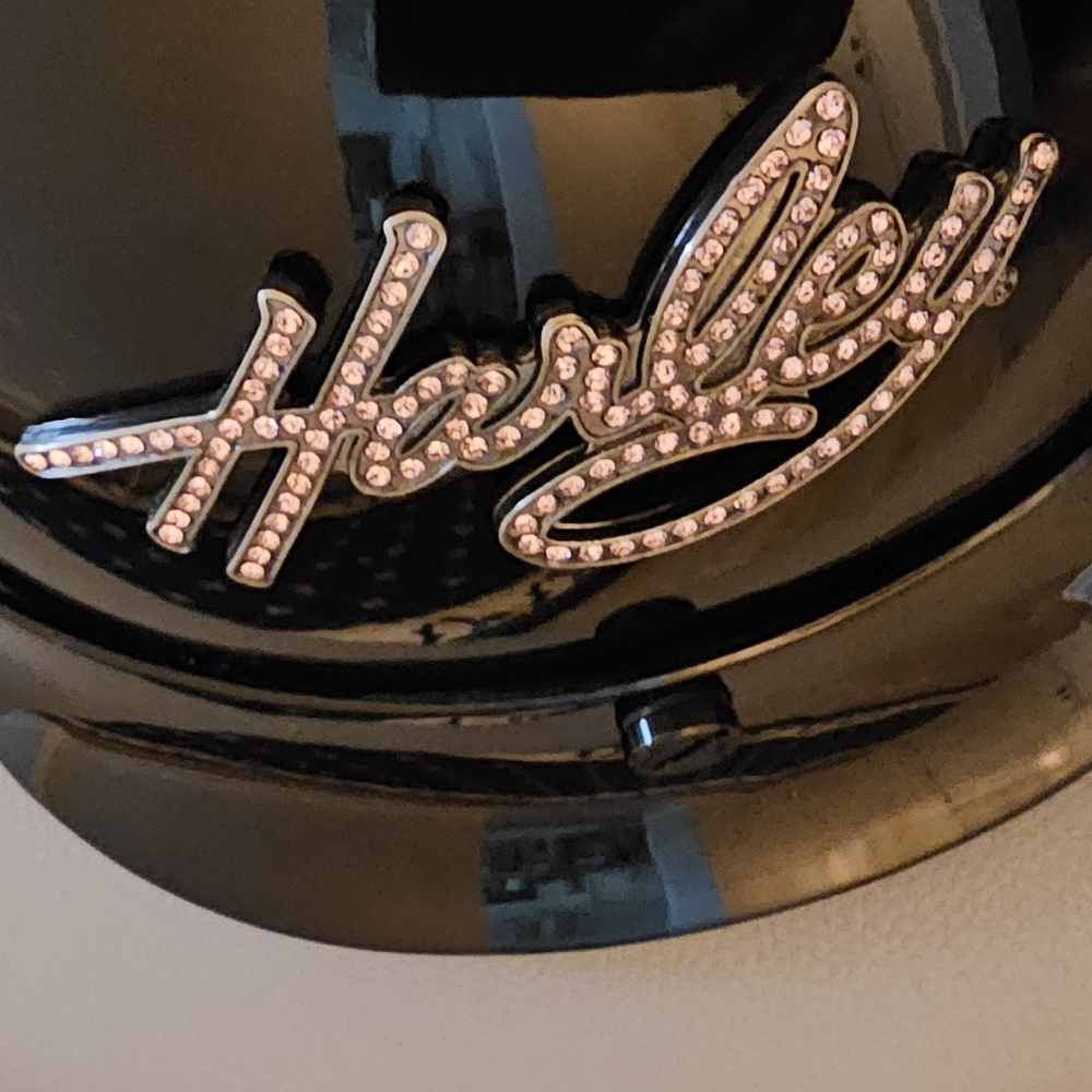 Harley-Davidson Womens Helmet Pink Bling Logo Hybrid 1/2 Helmet Black S/M - Picture 3 of 12